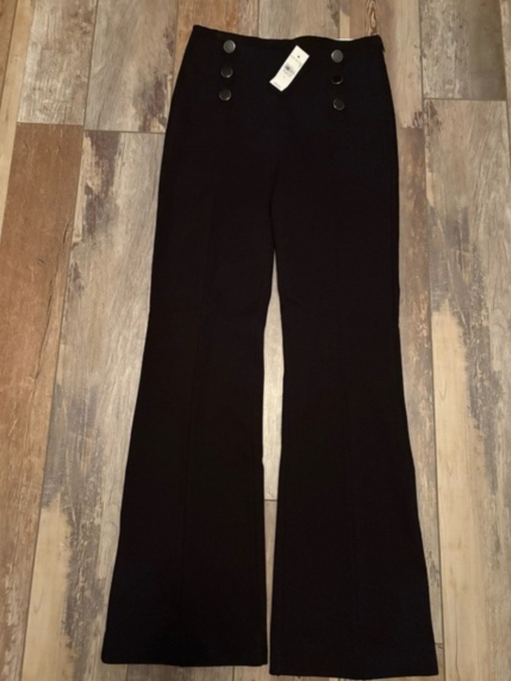 Ann Taylor Black Flared Sailor-Button Pants